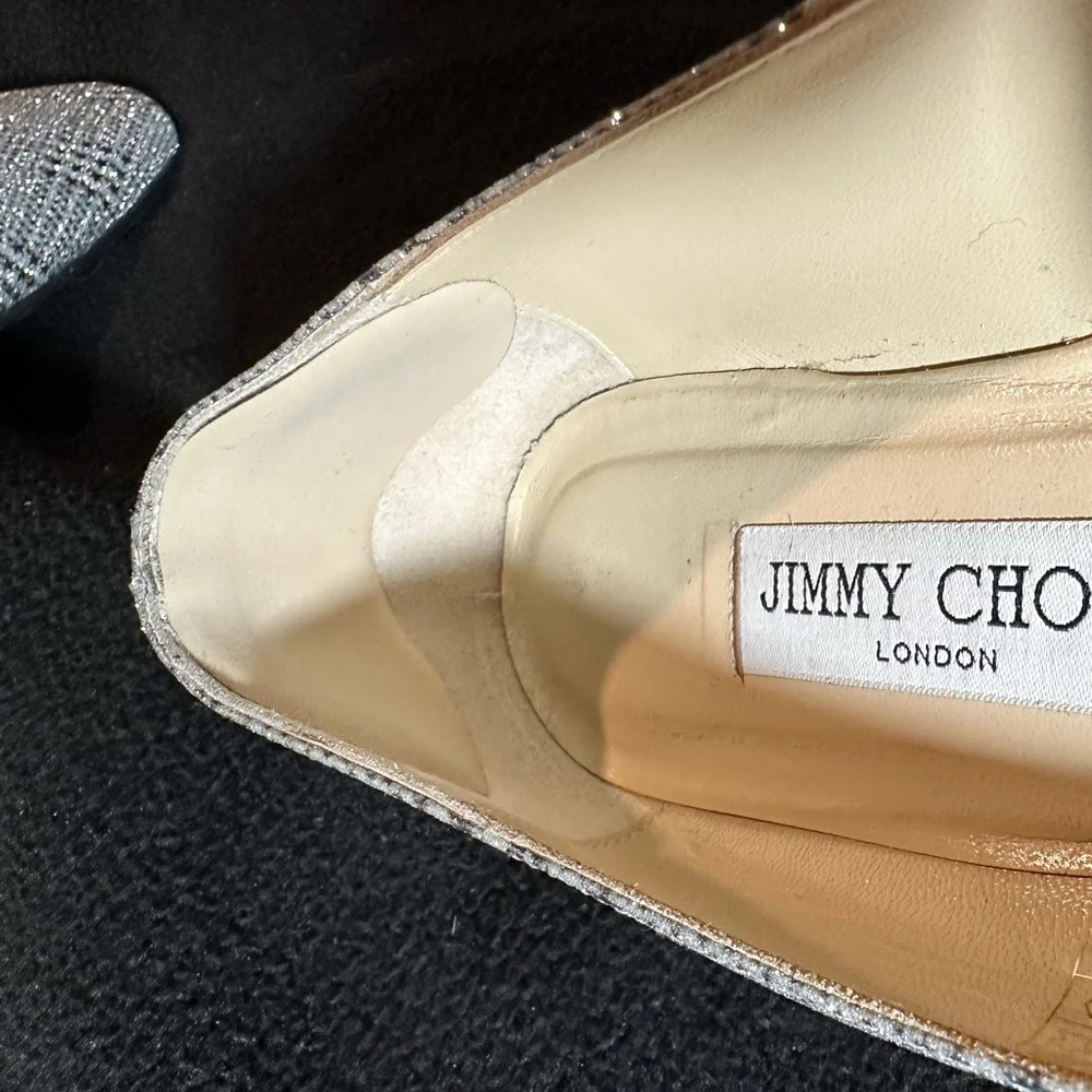 Jimmy Choo Prince of Stars Silver Glitter Loafers Size 10.5